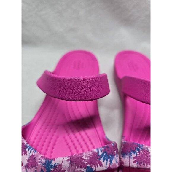 Crocs Kelli Women’s Size 8- Pink Palm Trees Flats Comfort Shoes Sandals - Picture 7 of 8